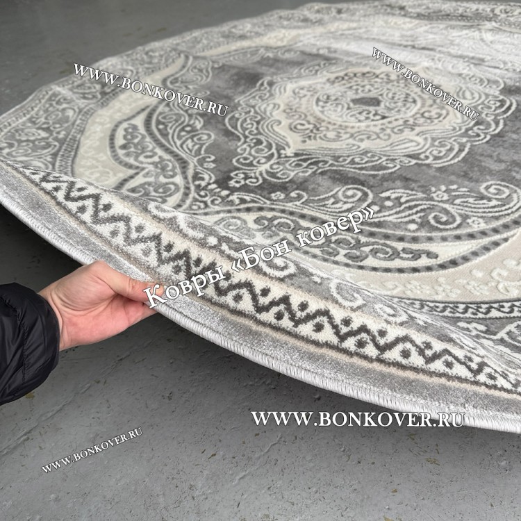 Круглый ковер в гостиную дизайн 01 Серый