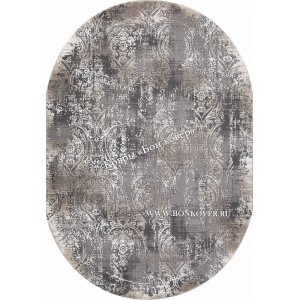Абстрактный ковер дизайн 99 коричневый с серым овал